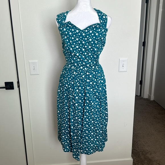 Teal and white polka dot dress - Picture 4 of 5